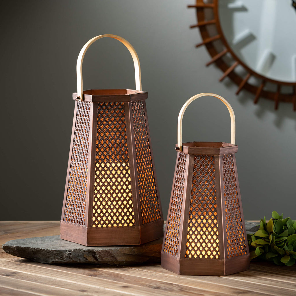 Pierced Metal & Wood Lanterns 