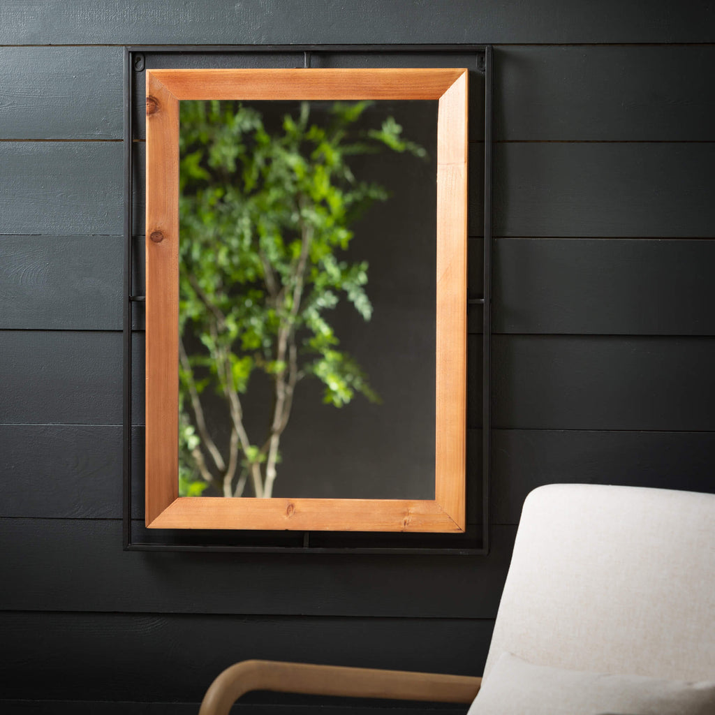 Black Framed Walnut Mirror    