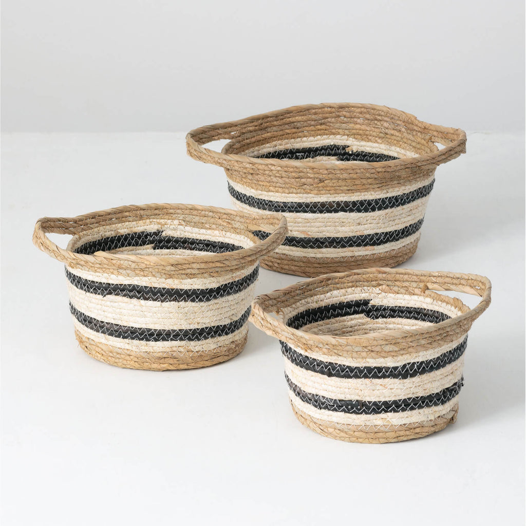 Striped Woven Basket Set/3    