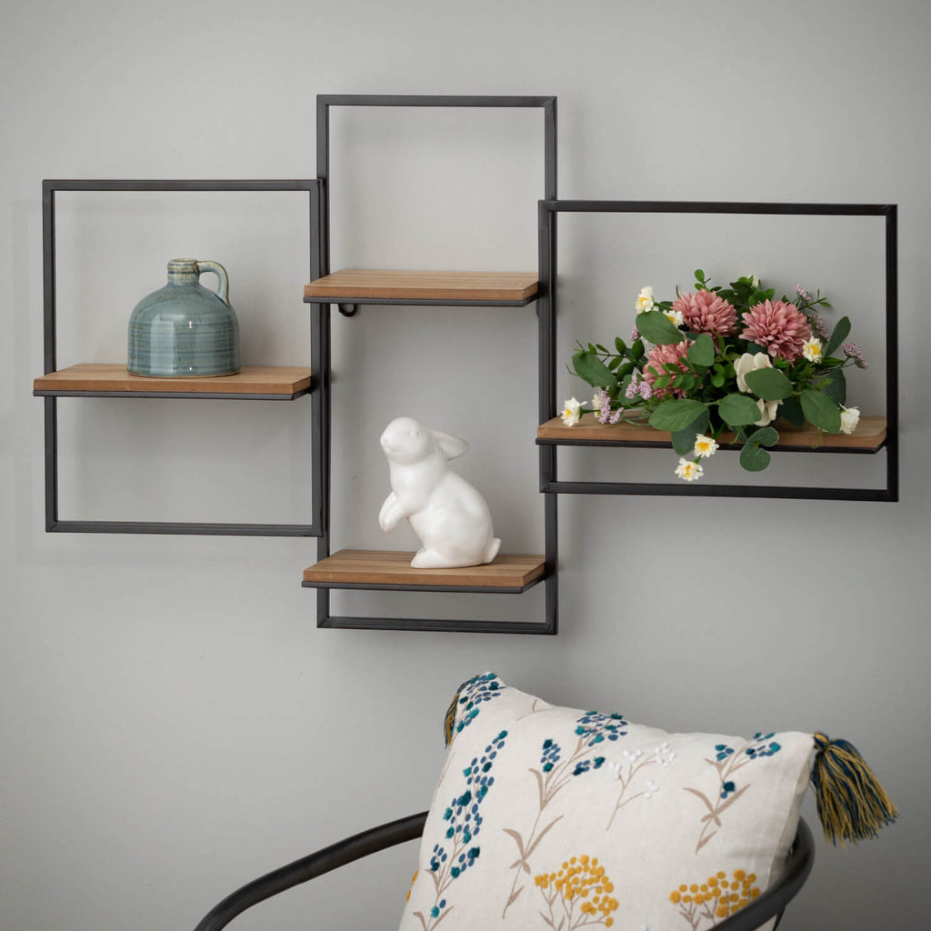 Quadrate Open Wood Wall Shelf 