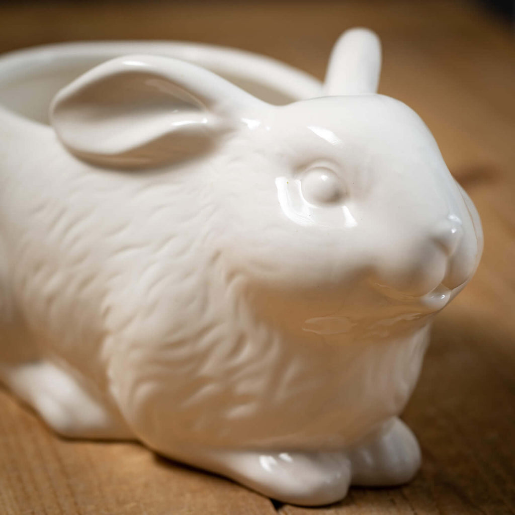 Glazed White Bunny Planter    