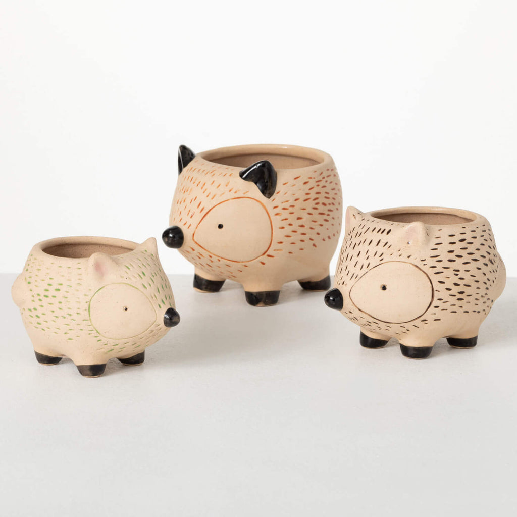 Kitschy Hedgehog Planter Set  