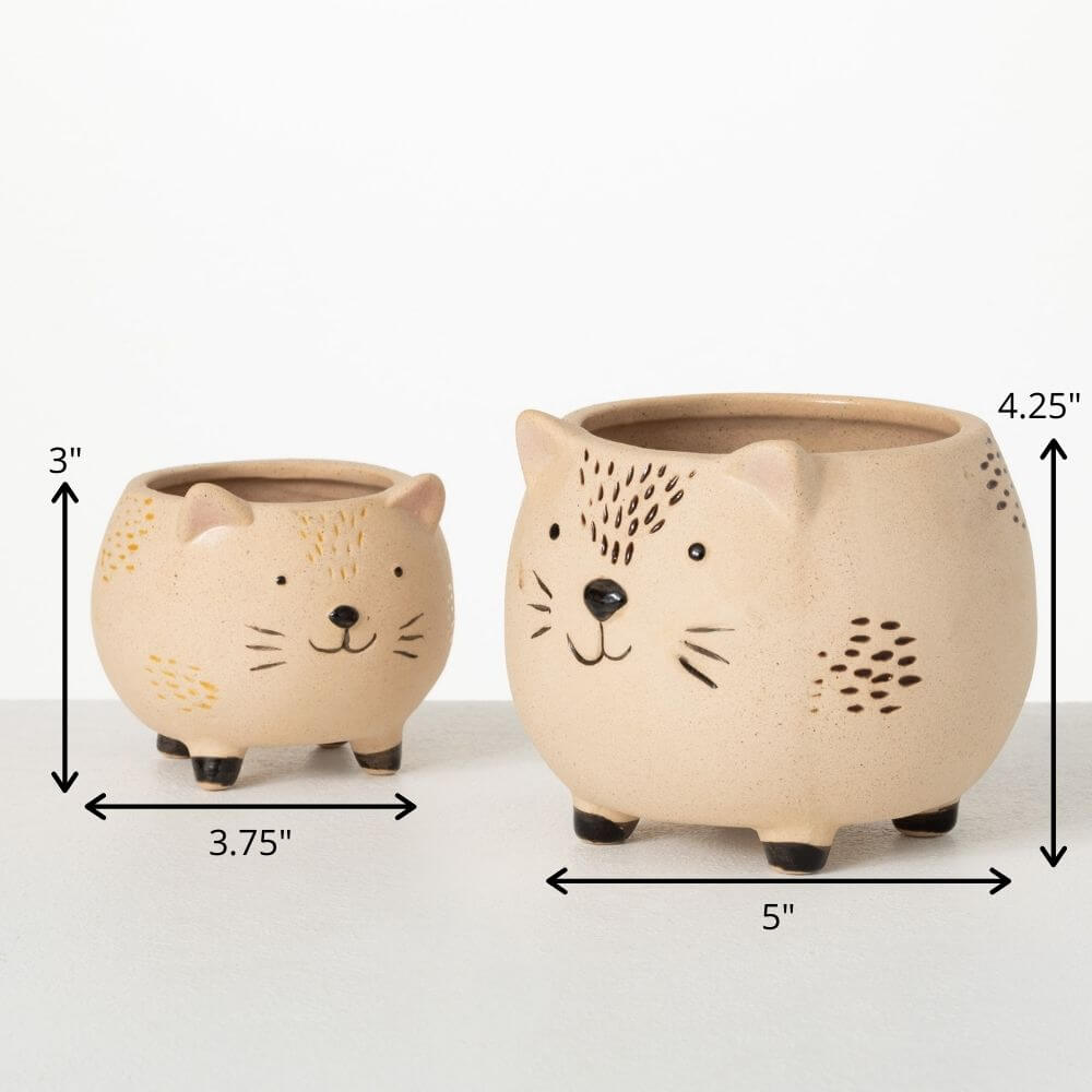 Kitschy Cat Planter Set Of 2  