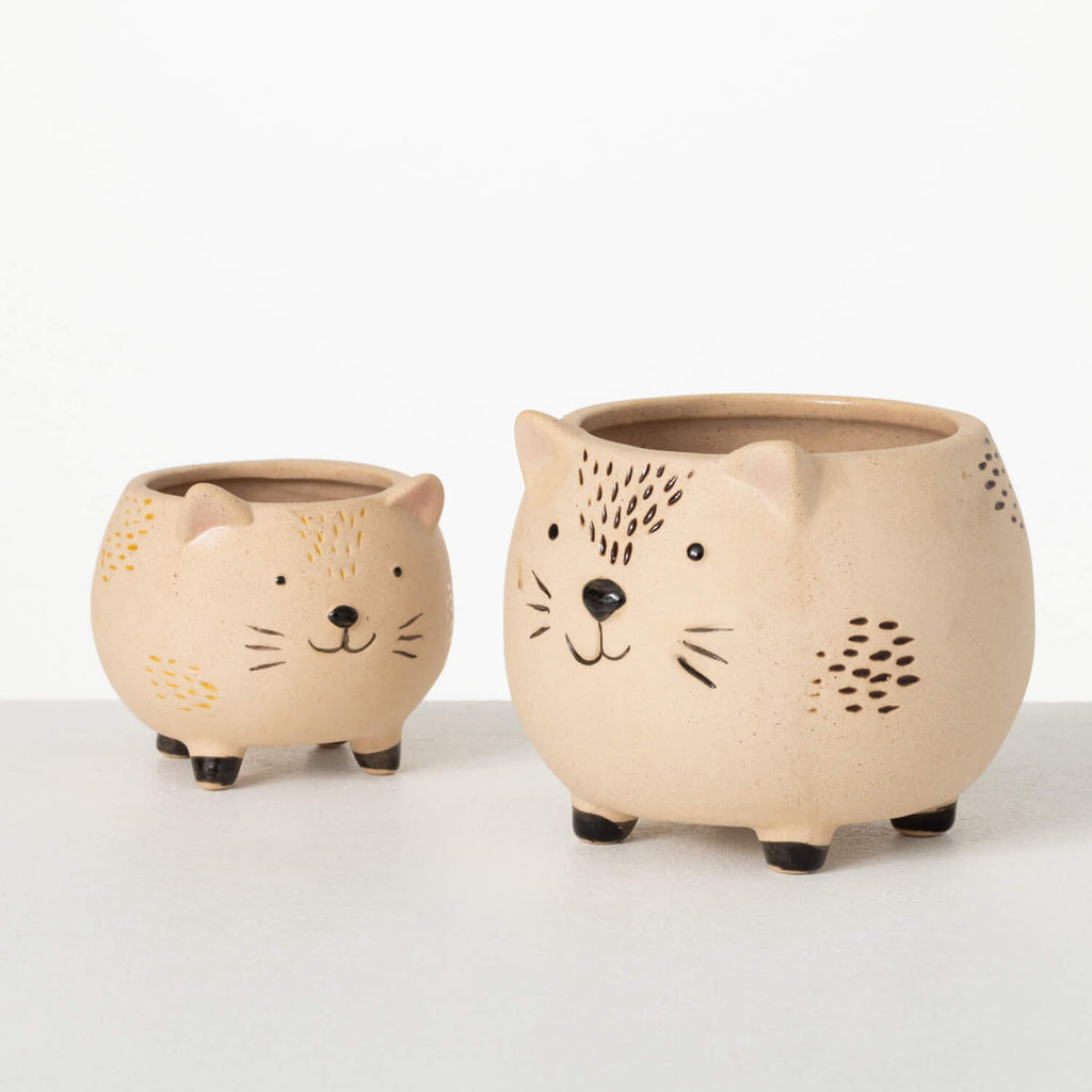 Kitschy Cat Planter Set Of 2  