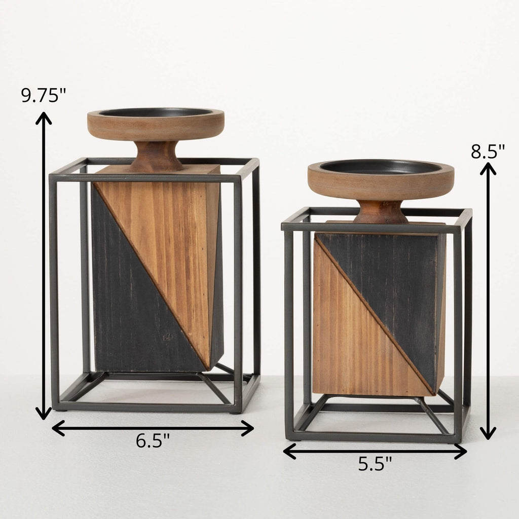 Wooden Block Pillar Holders   