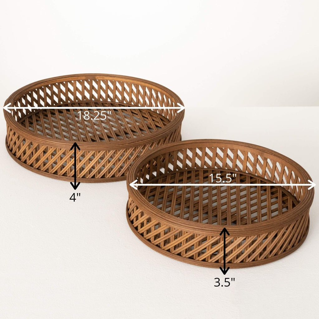 Natural Round Bamboo Tray Set 