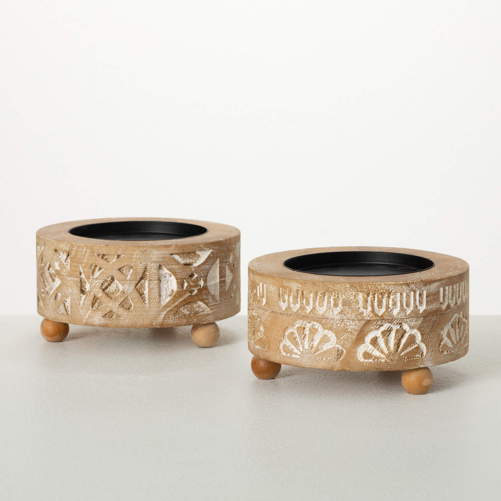 Boho Embossed Pillar Holders  