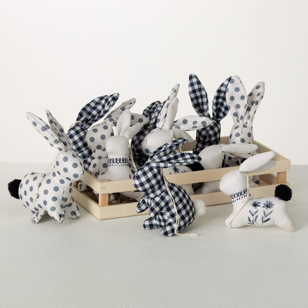 Patterned Textile Bunny Trio  