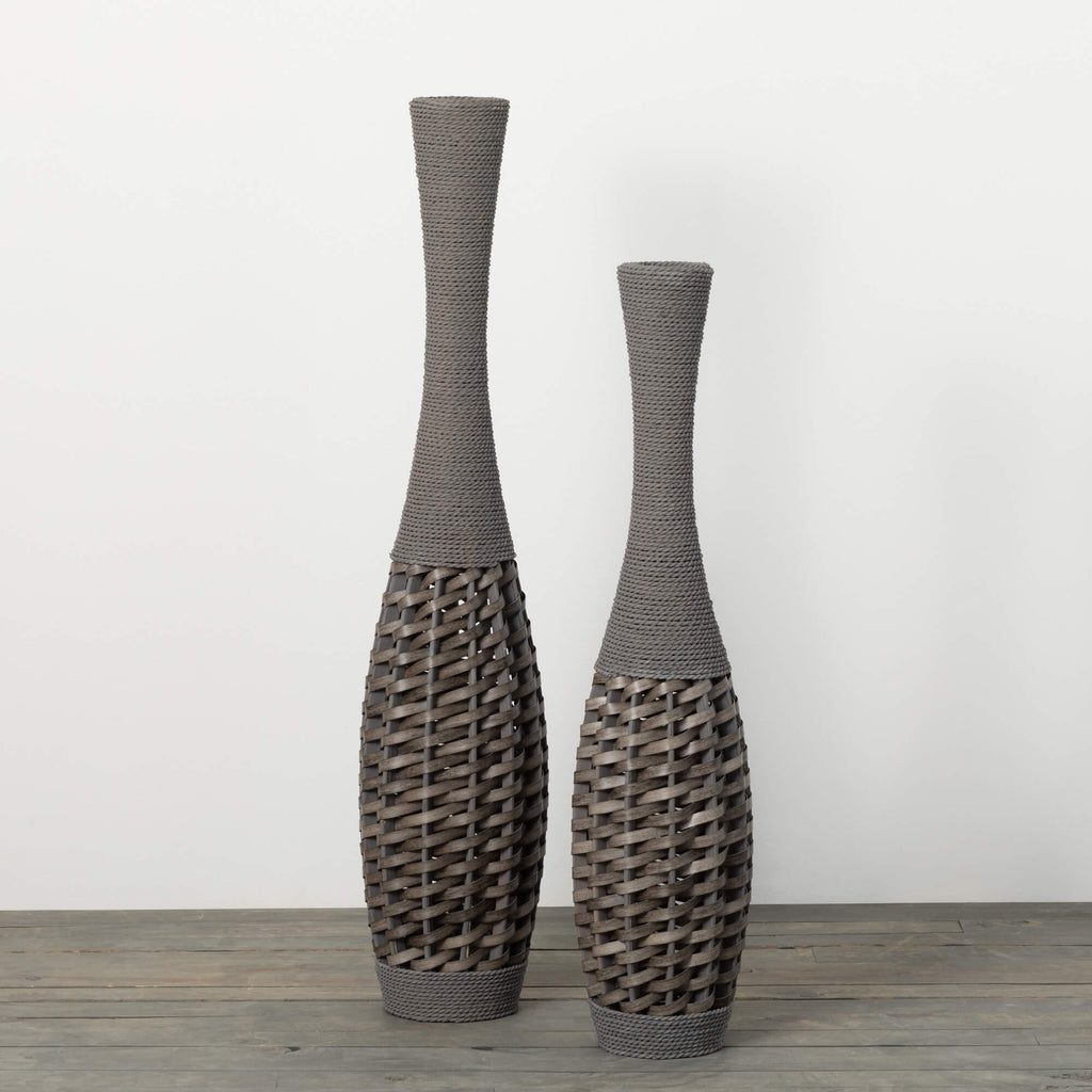 Oversized Rattan Floor Vases  