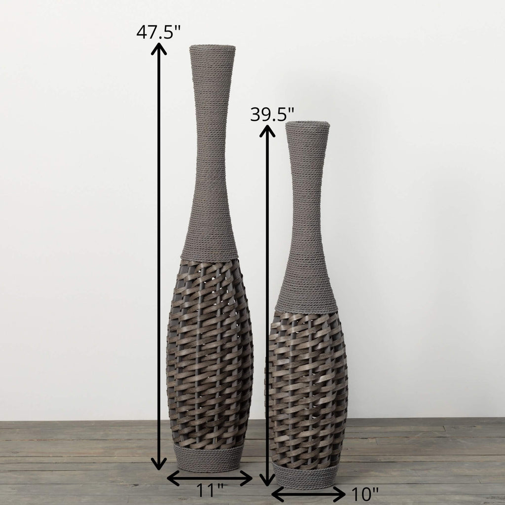 Oversized Rattan Floor Vases  