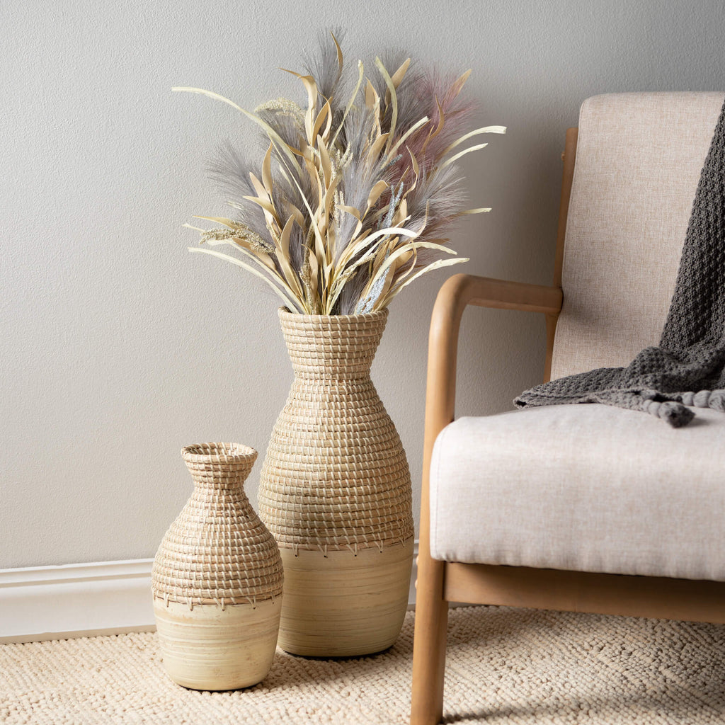 Natural Woven Vase Set Of 3   