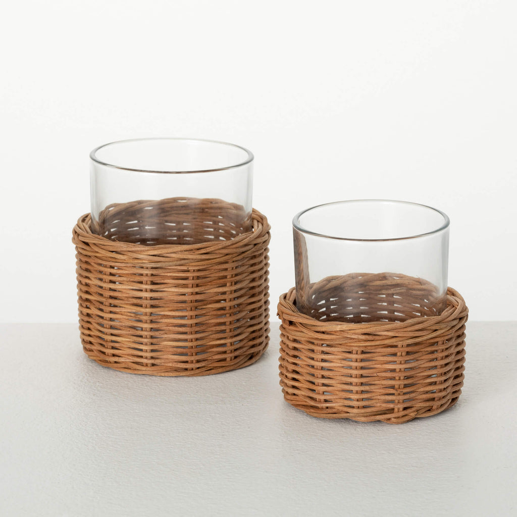 Woven Hurricane Candleholders 