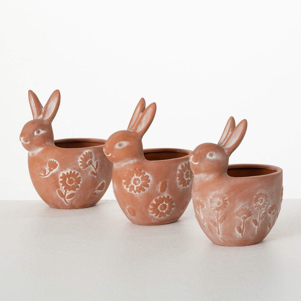 Terracotta Bunny Planter Set 3