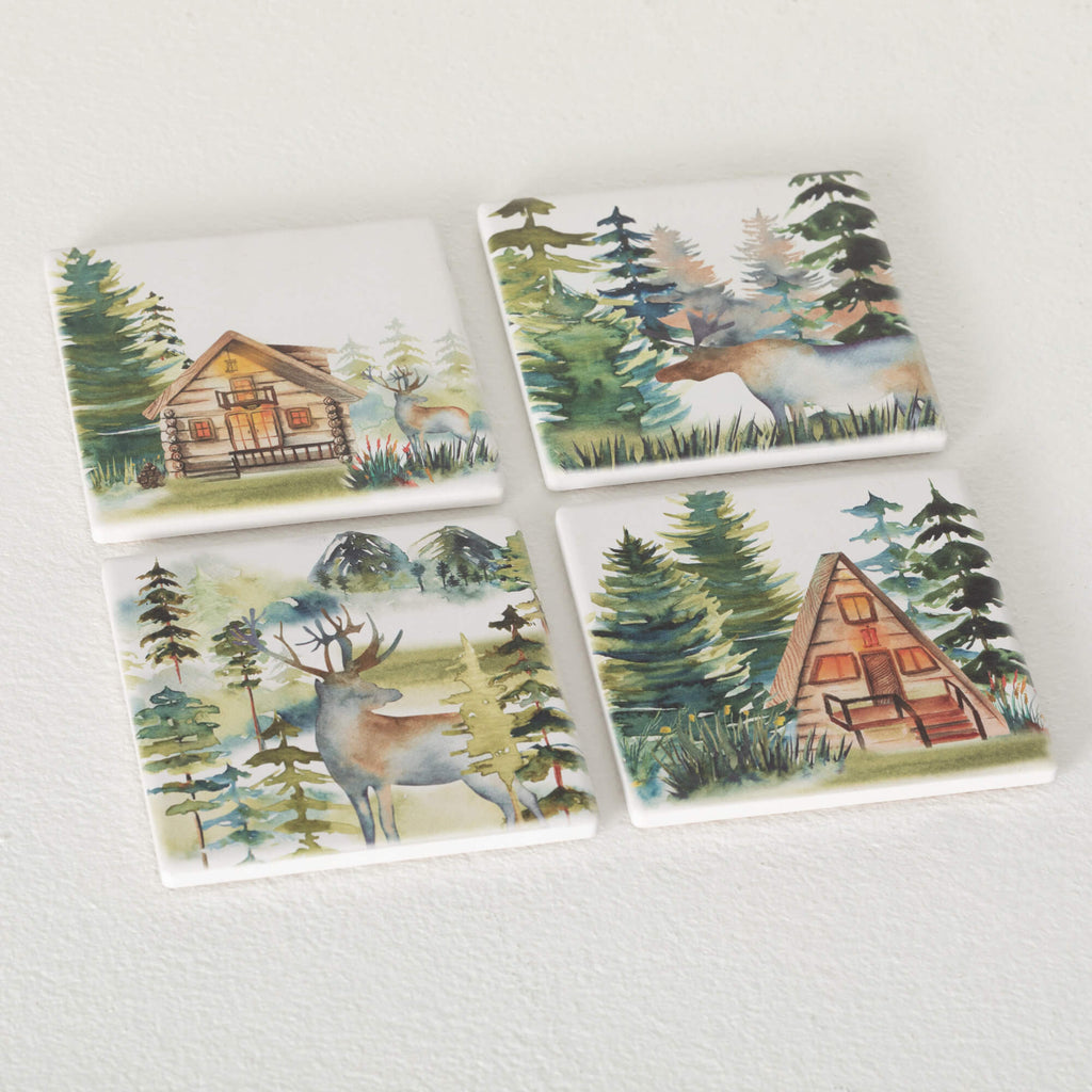 Rustic Cabin Coaster Set      