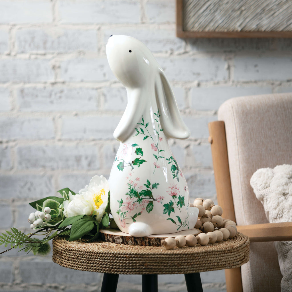 Peacock & Floral Bunny Figure 