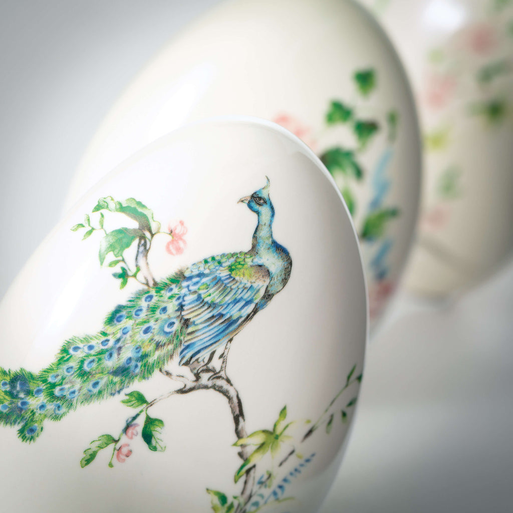 Peacock & Floral Ceramic Eggs 