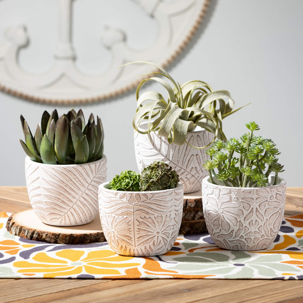 Etched Terracotta Planter Set 