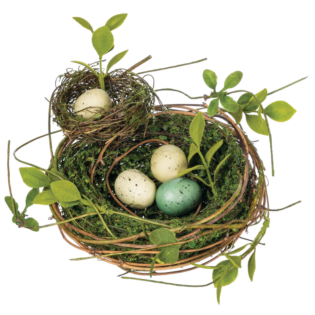 Double Birds Nests With Eggs  