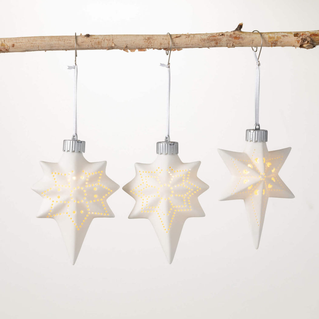 Led Ceramic Snowflake Set Of 3