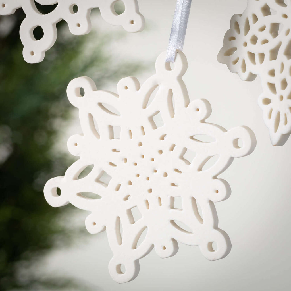 Ceramic Snowflake Ornament Set