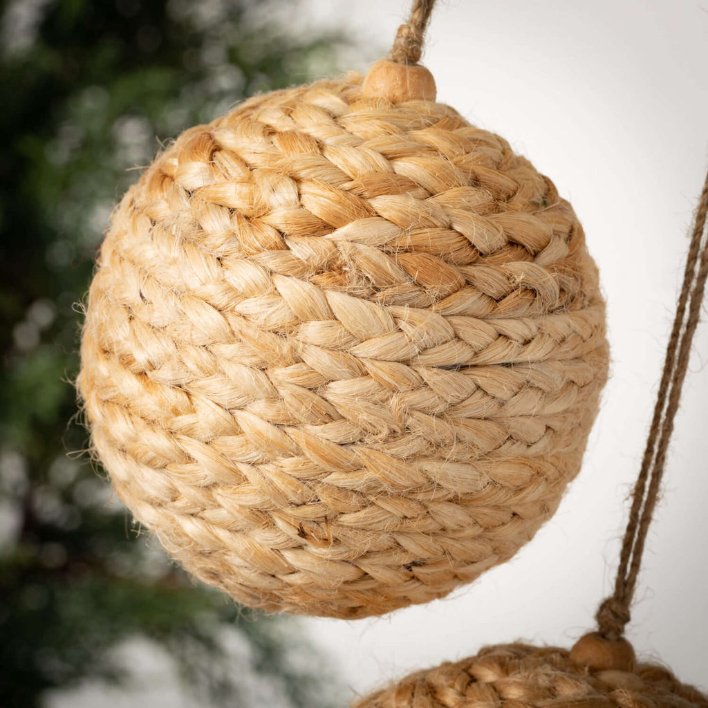 Woven Rattan Ball Ornament Set