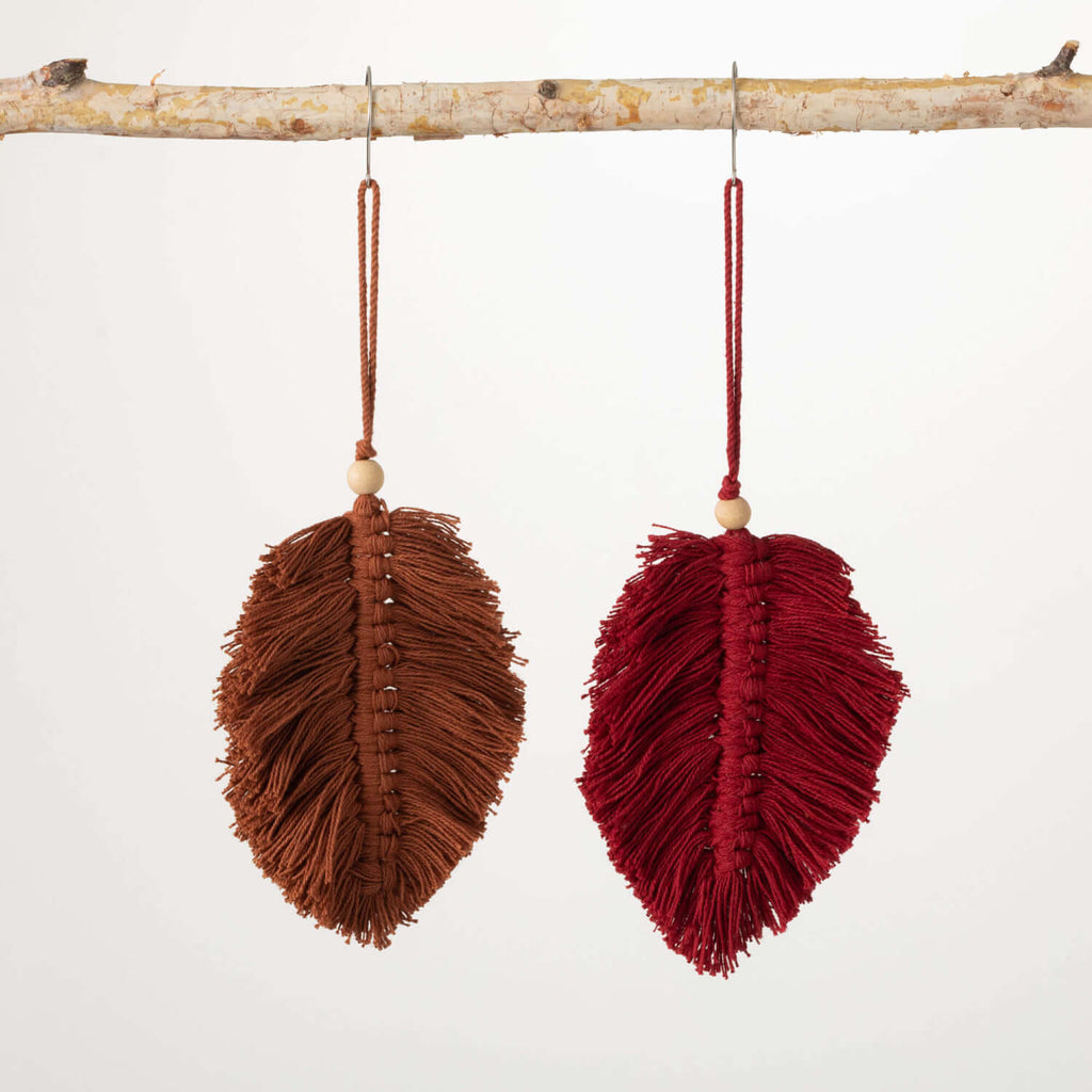 Warm Bo-Ho Feather Ornaments  