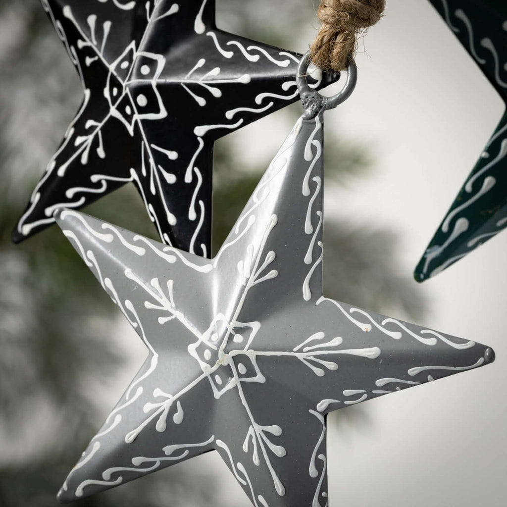 Scandi Metal Star Ornaments   