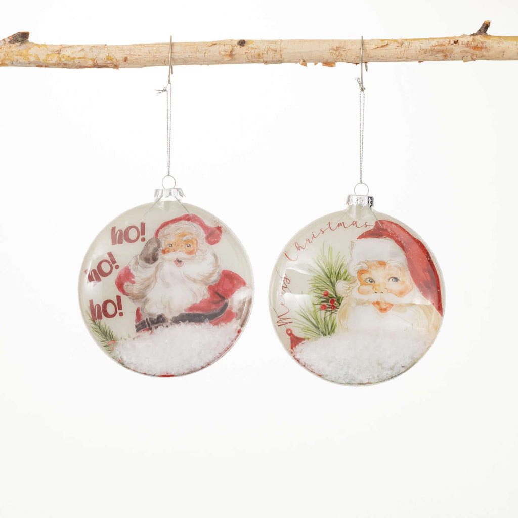 Retro Santa Disc Ornament Set 