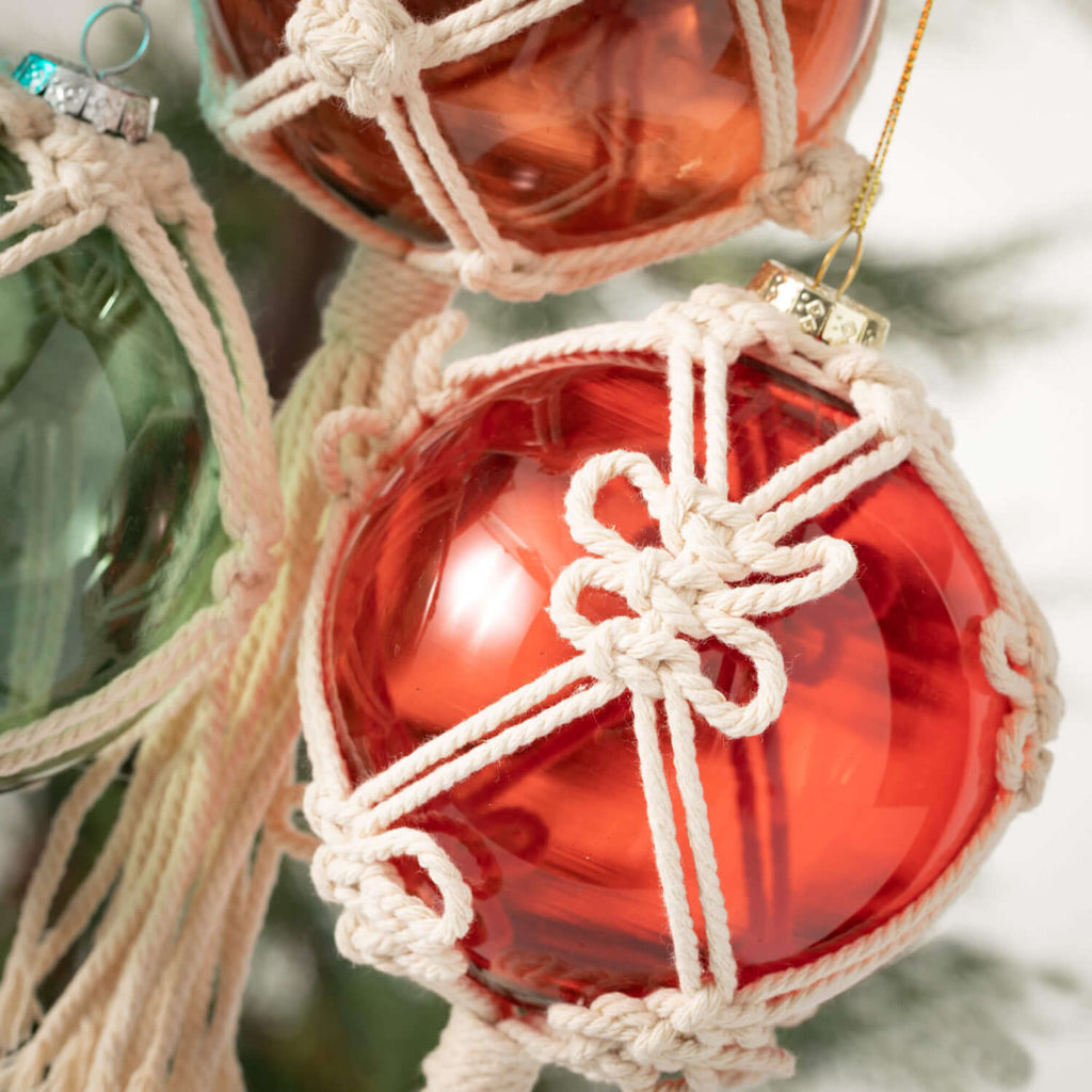 Macrame And Glass Ornament Set