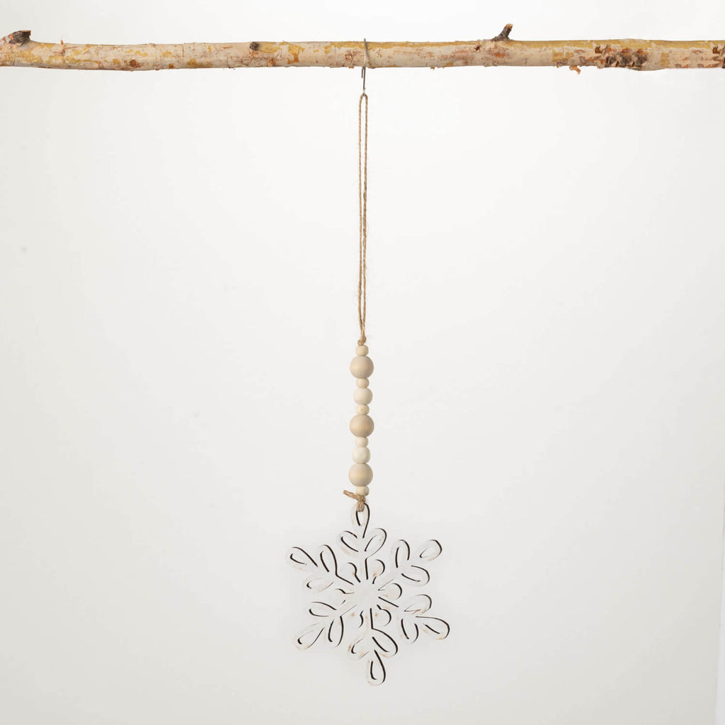 Wood Bead Snowflake Ornament  