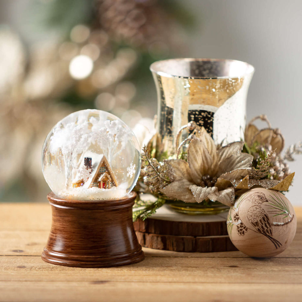 Wood Sphere Bird Ornament Set 