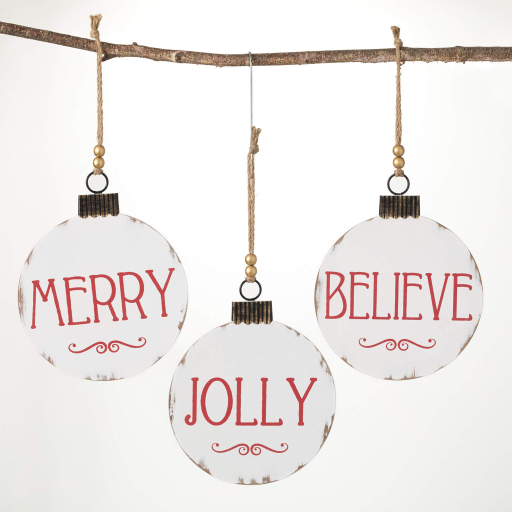 Jolly Text Ornament Set Of 3  