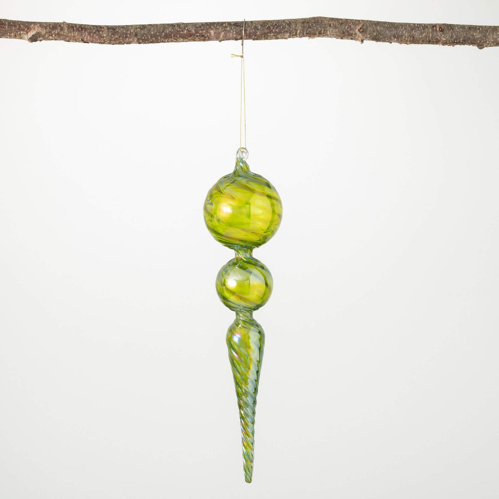 Emerald Glass Finial Ornament 