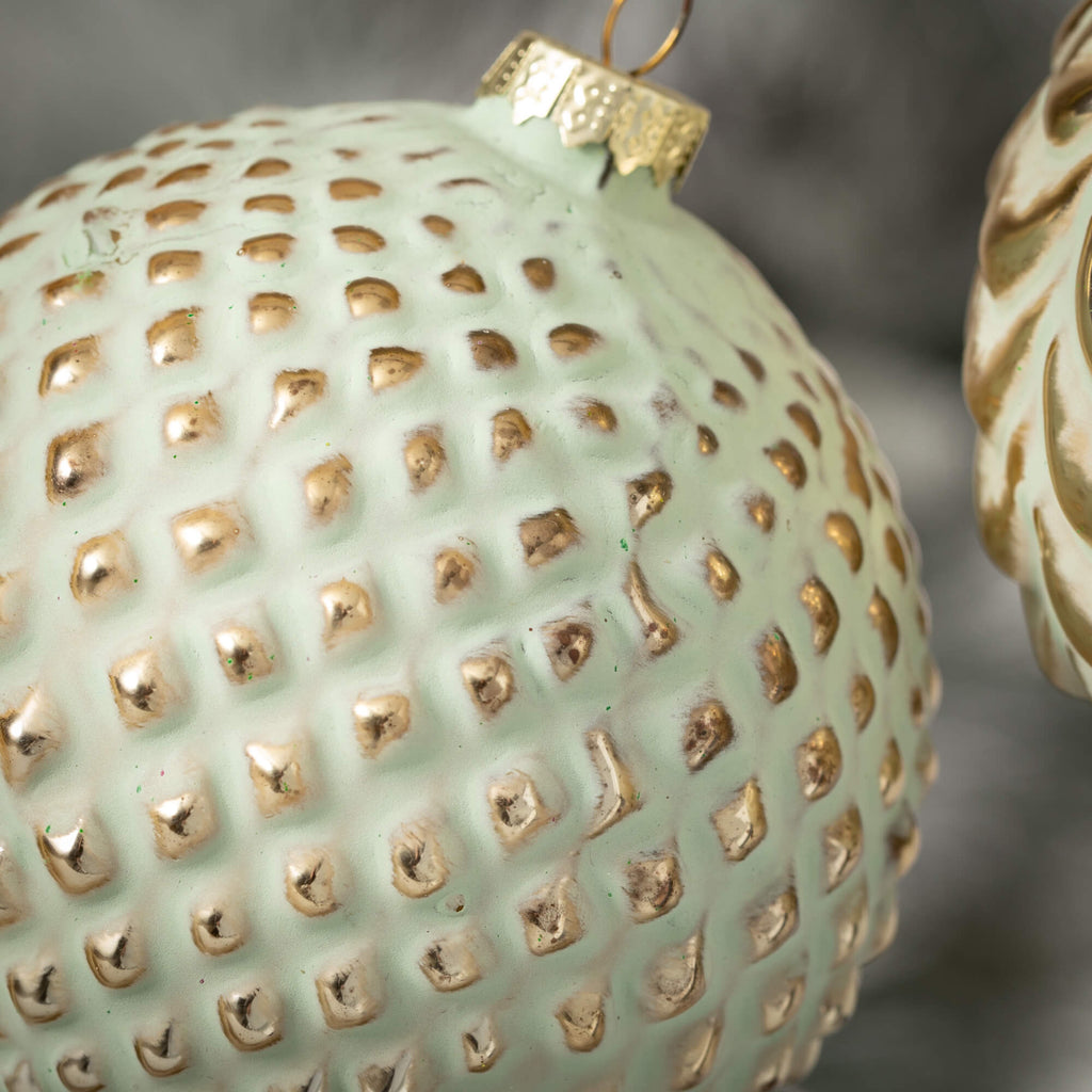 Mint & Gold Ornament Set Of 2 