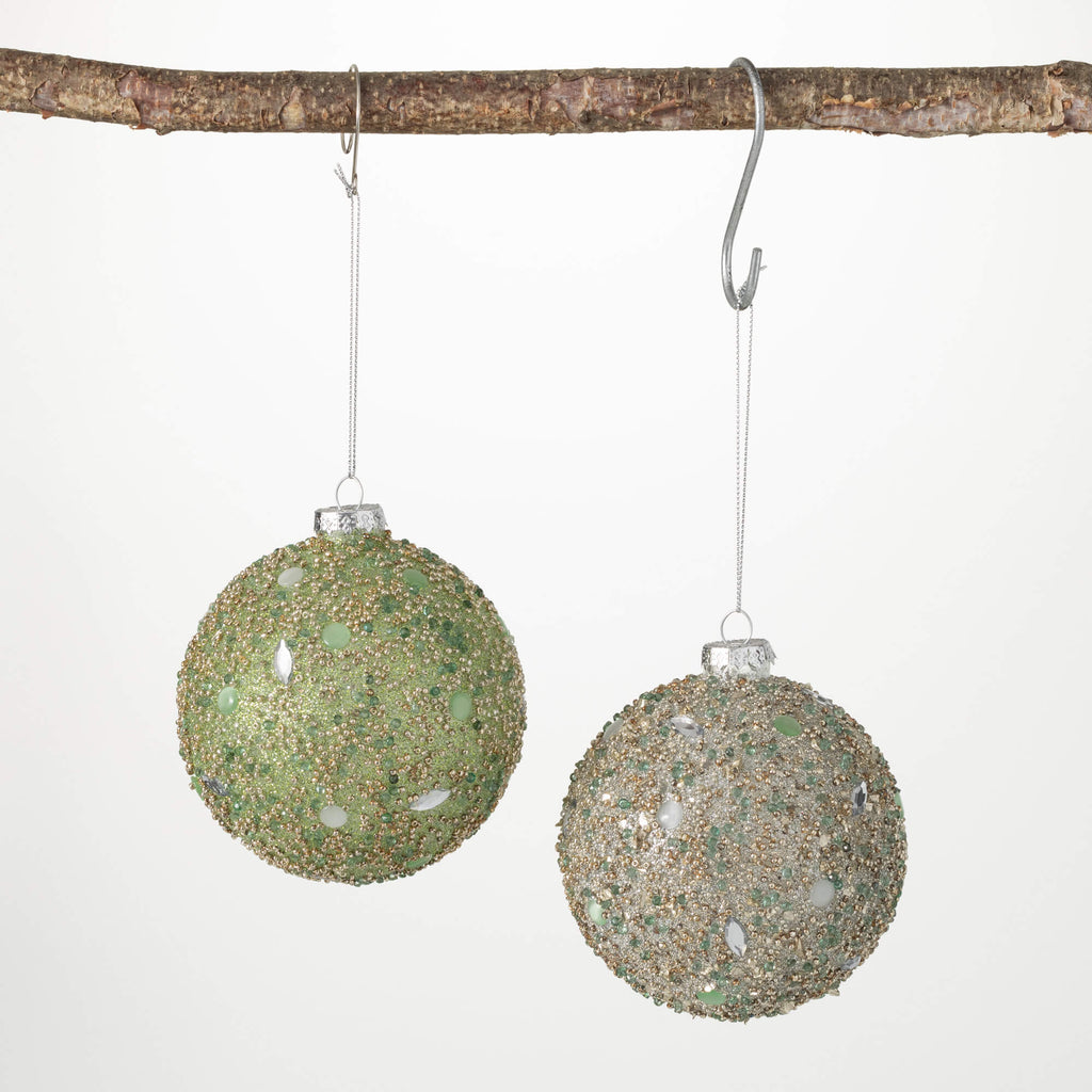 Beaded Ball Ornament Set Of 2 