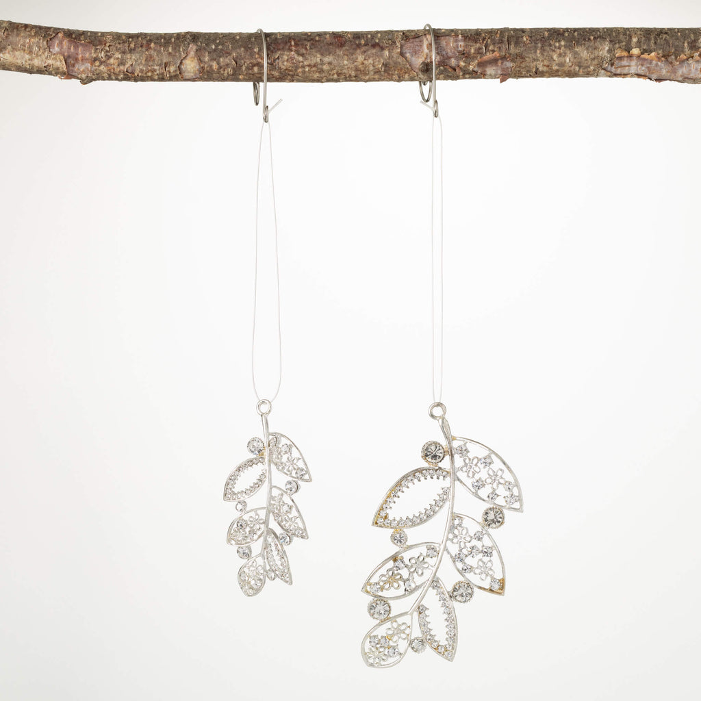 Jeweled Leaf Ornament Set Of 2