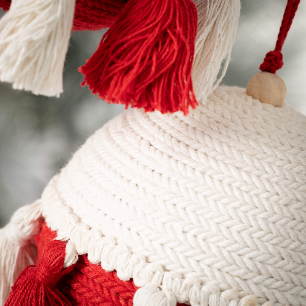 Red & Cream Boho Ornament Set 