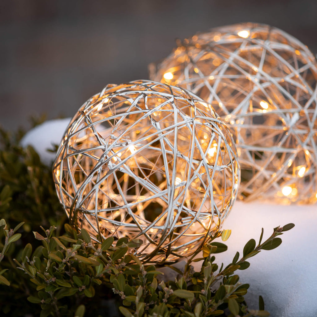 Gold Lighted Hanging Globe Set