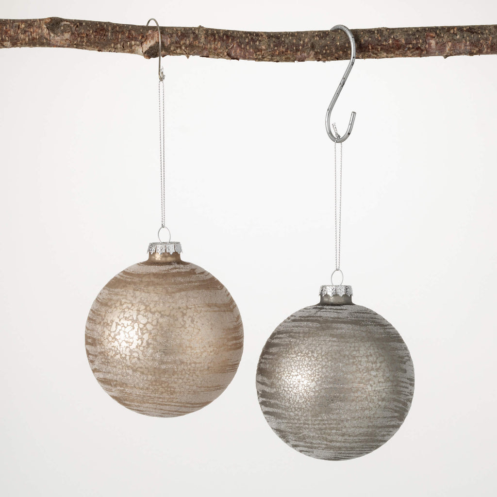 Glitter Ball Ornament Set Of 2