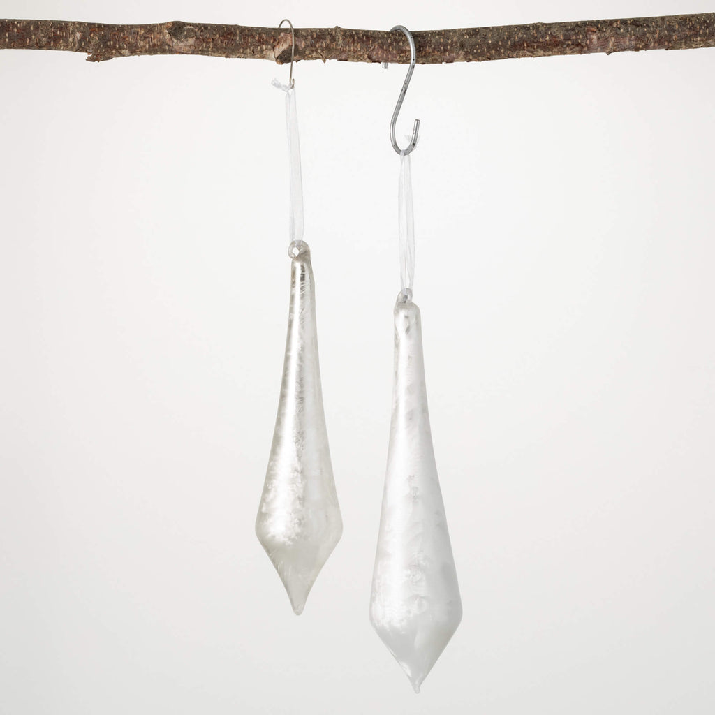 Silver Textured Drop Ornaments