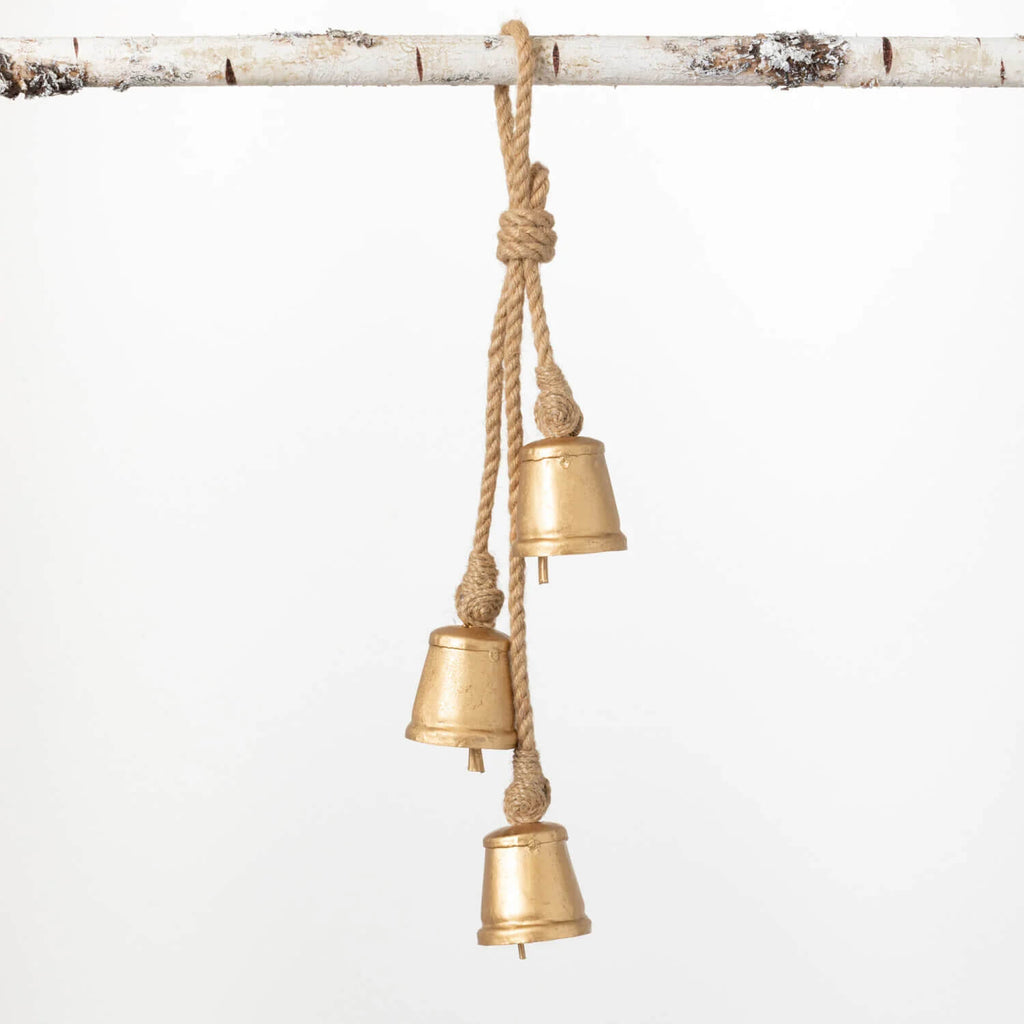 Gold Swag Bell Ornament Trio  