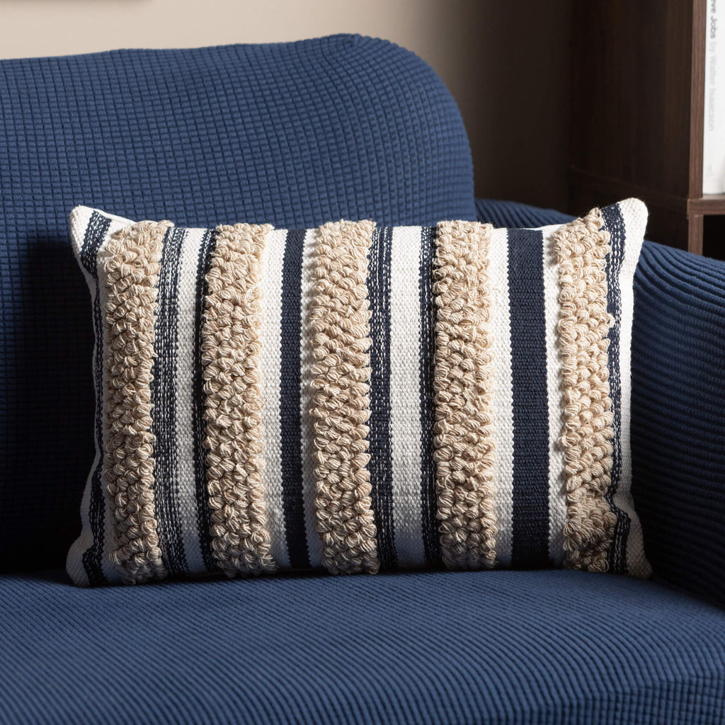 Khaki Indigo Stripe Pillow    