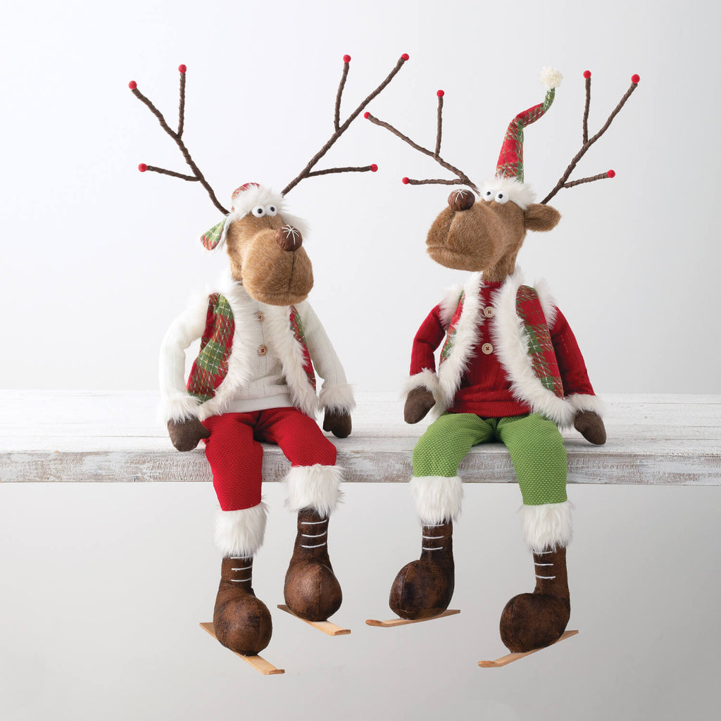 Skating Plush Reindeer Pair   