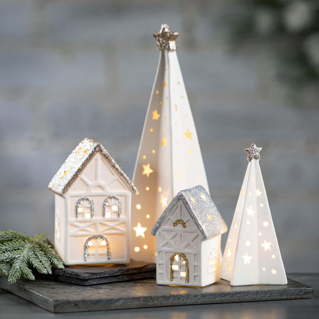 Lighted Porcelain Tree Set 3  