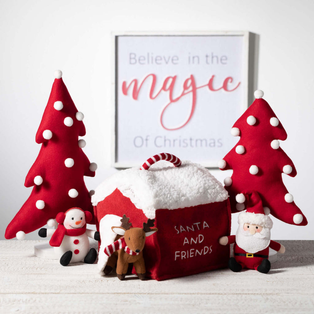 Red Pom-Pom Plush Tree Set 2  