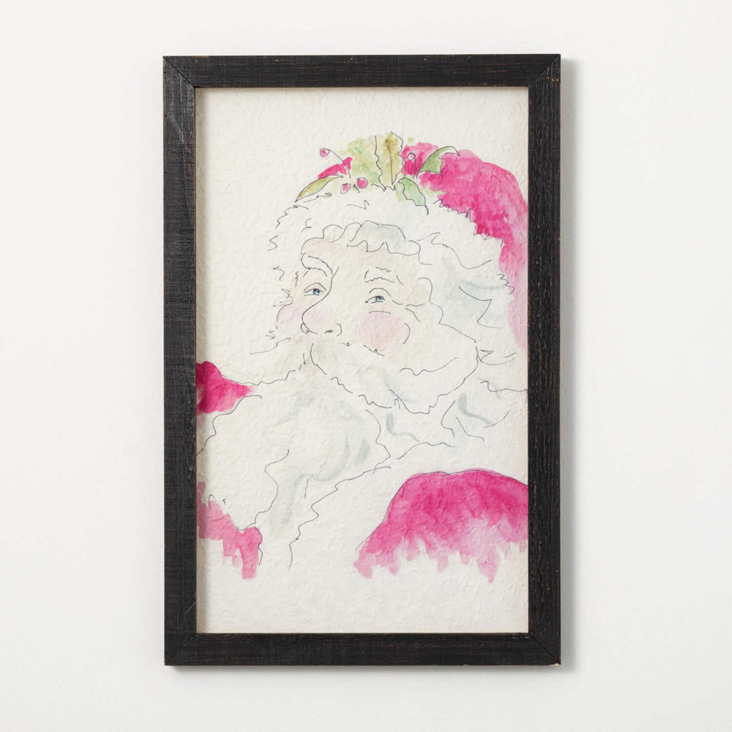 Watercolor Santa Wall Decor   