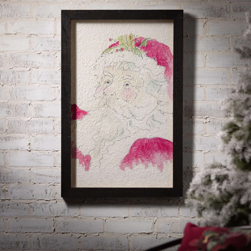 Watercolor Santa Wall Decor   