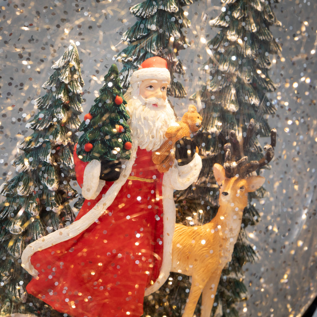 Lighted Santa And Deer Lantern