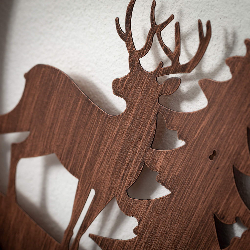 Round Wood Deer Wall Decor Set