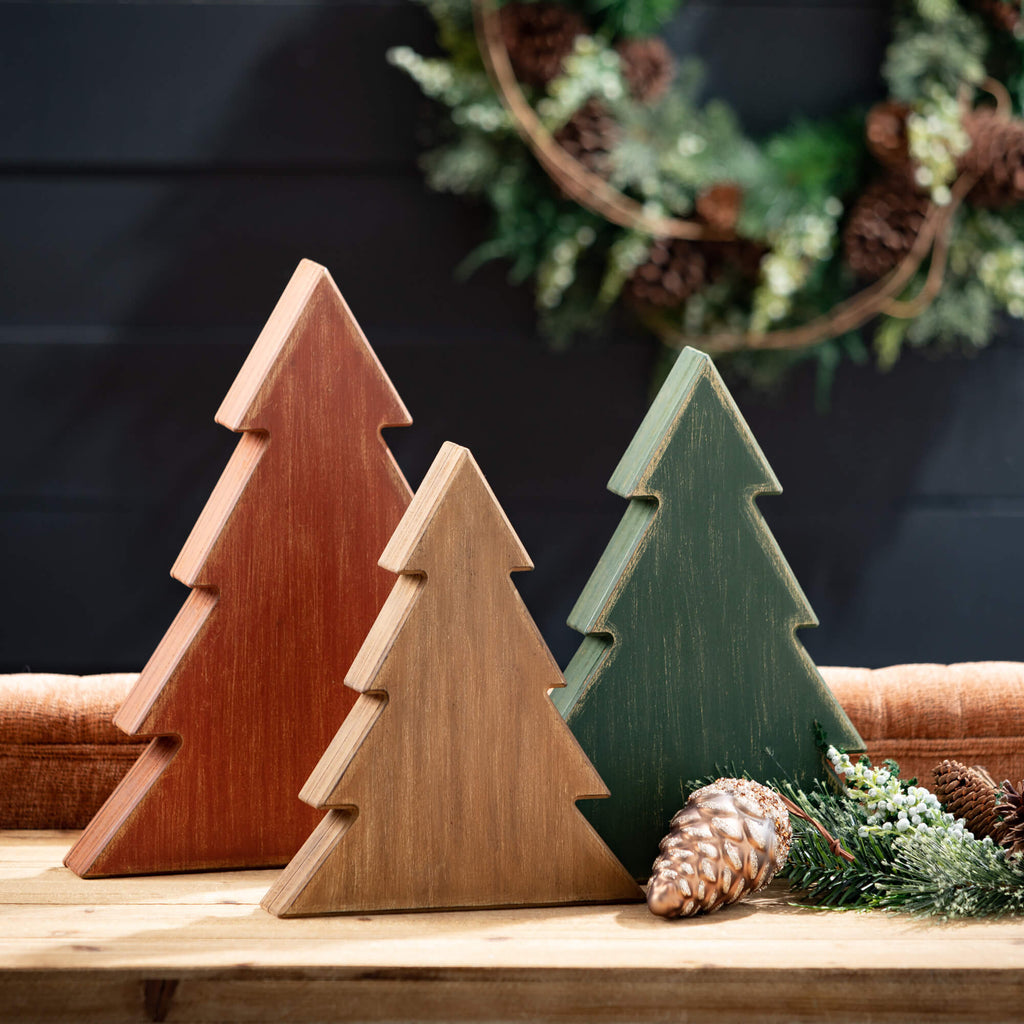 Wooden Tree Block Set Of 3    